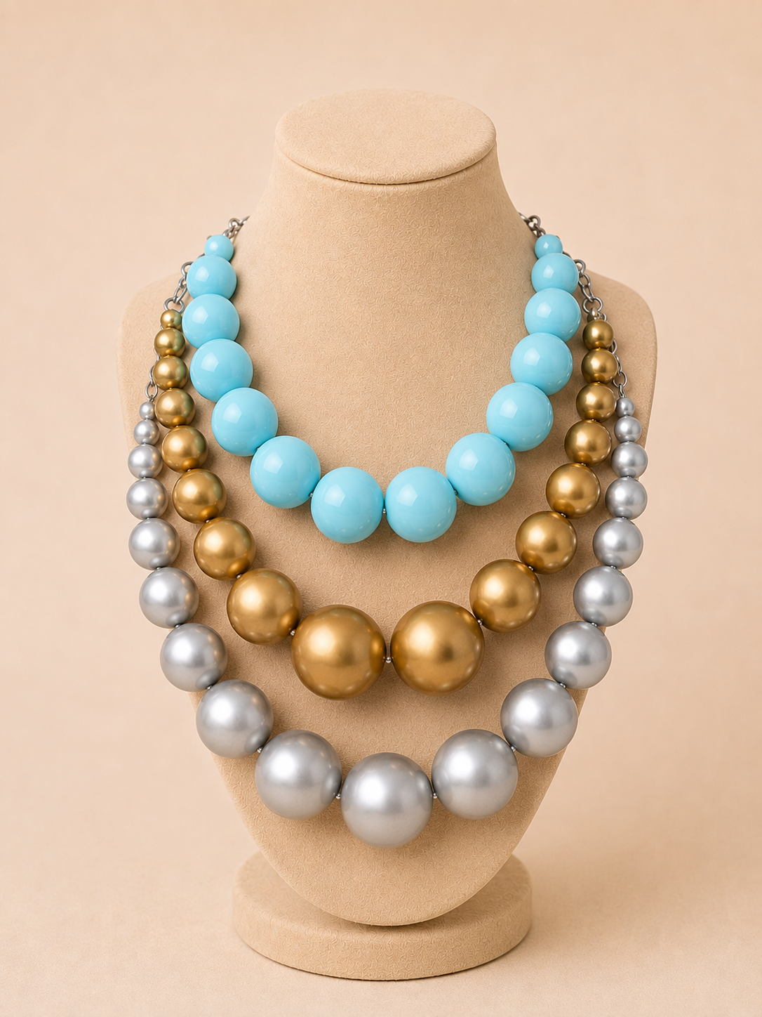 Collier grosse perles ￼